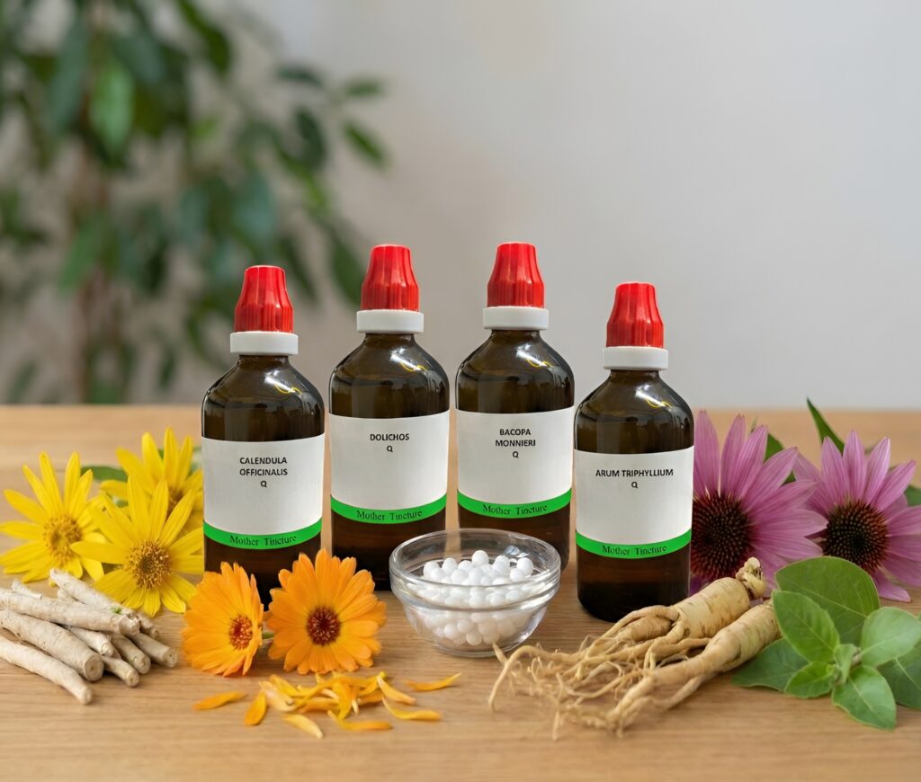 Homeopathic mother tinctures made from natural herbs and medicinal plants