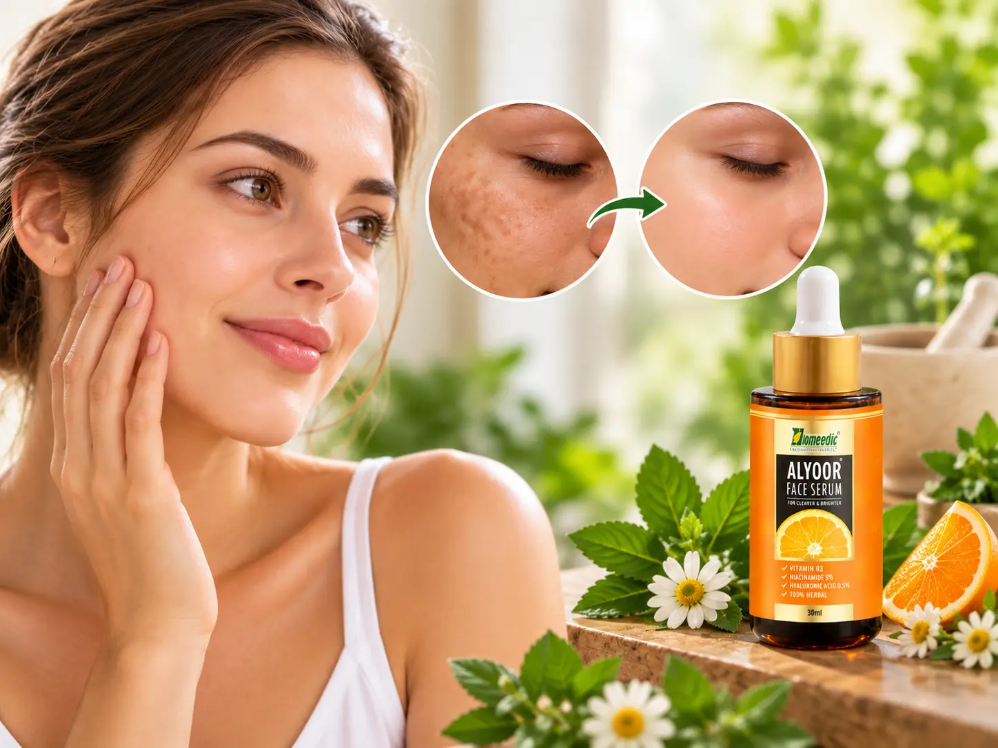 Hyperpigmentation and dark spots skincare treatment with face serum